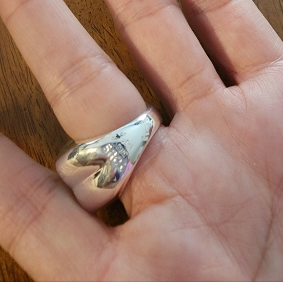 TOUS Color Silver Faceted Mother-of- Pearl Ring Sz 7 - Picture 7 of 8